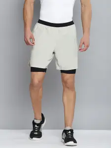 Reebok Men Off White Solid RE  2-1 Sports Shorts