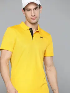 Reebok Men Yellow Brand Logo Polo Collar Speedwick T-shirt