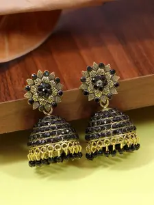 Crunchy Fashion Black Contemporary Jhumkas Earrings
