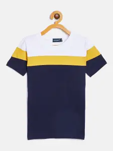 Rodzen Boys Navy Blue & White Colourblocked T-shirt