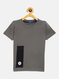 Rodzen Boys Grey & Black Colourblocked Pure Cotton T-shirt