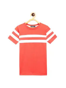 Rodzen Boys Red & White Colourblocked Cotton T-shirt