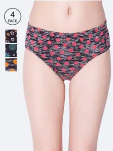 Dollar Missy Pack of 4 Deep Printed Inner Elasticated Hipster Panty MMBB-121P-R3-IE2-PO4