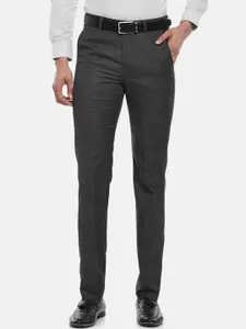 BYFORD by Pantaloons Men Dark Grey Slim Fit Low-Rise Formal Trousers