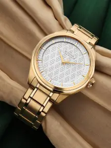 Titan Men White Dial & Gold-Plated Bracelet Style Straps Analogue Watch 1829YM02F