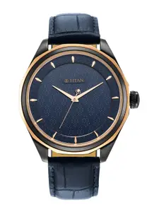 Titan Men Blue Dial Leather Straps Analogue Watch 1829KL01F