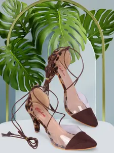 Picktoes Brown Animal Printed Pumps