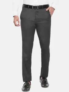 BYFORD by Pantaloons Men Charcoal Slim Fit Low-Rise Trousers