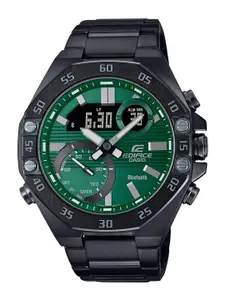 CASIO Men Green Dial & Black Bracelet Style Strap Analogue & Digital Bluetooth Watch ED526