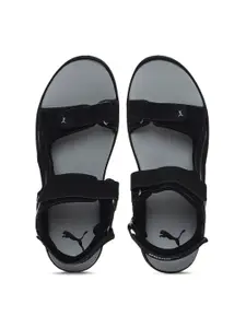 Puma Men Black & Grey Comfort Sandals
