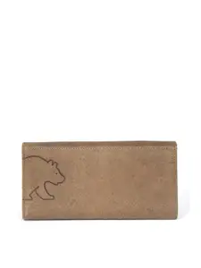 BROWN BEAR Women Beige Animal Print Leather Two Fold Wallet