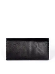 BROWN BEAR Women Black Solid Leather Two Fold Wallet