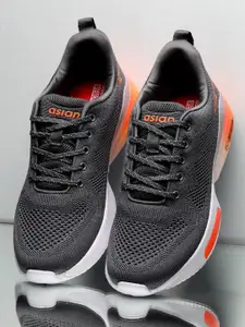 ASIAN Men Grey & orange Mesh Running Non-Marking Shoes