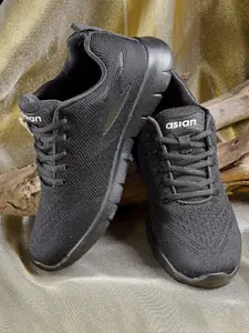 ASIAN Men Black Mesh Running Shoes