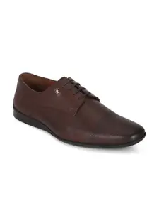 Louis Philippe Men Brown Solid Leather Formal  Derby Shoes