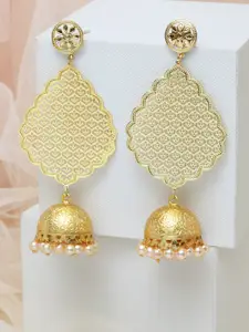 PANASH Gold-Toned Dome Shaped Jhumkas Earrings