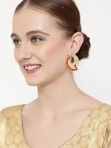 PANASH Gold-Plated & Red Quirky Studs Earrings