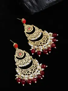 PANASH Women Gold-Toned Crescent Shaped Chandbalis Earrings