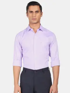 Arrow Men Purple Patterned Weave Pure Cotton Formal Shirt