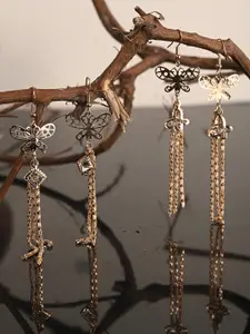 BuckleUp Gold-Toned Contemporary Drop Earrings