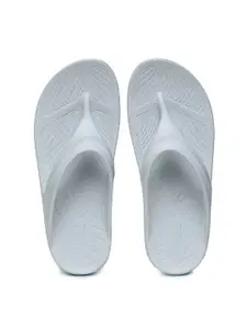 ABROS Women Grey & Blue Rubber Slip-On Flip Flops