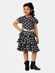 Peppermint Black & White Off-Shoulder Satin Dress