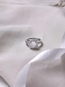 JOKER & WITCH Silver-Toned & Rhinestone Studded Finger Ring