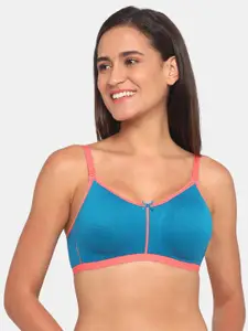 Rosaline by Zivame Blue & Pink Non Padded Non Wired Seamless T-Shirt Bra