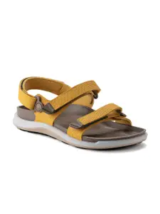 Birkenstock Women Mustard Yellow & Brown PU Kalahari Regular Width Comfort Sandals