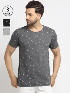 VIMAL JONNEY Men Grey & Black 3 Printed T-shirt