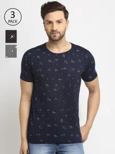 VIMAL JONNEY Men Multi Color Pack Of 3 Conversational Printed Cotton T-shirt