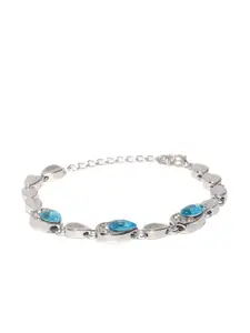 Shining Diva Fashion Silver-Toned  Blue Stone-Studded Bracelet