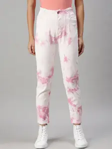 SHOWOFF Women Pink & White High-Rise Clean Look Elasticated Stretchable Jeans