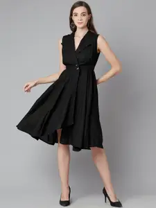 Purple State Black Wrap Asymmetric Dress