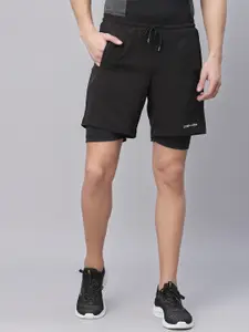 JUMP USA Men Black Outdoor Layered Sports Shorts with e-Dry Technology Technology