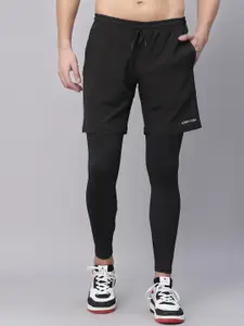 JUMP USA Men Black Outdoor Sports Shorts with e-Dry Technology Technology
