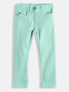 Allen Solly Junior Girls Sea Green Skinny Fit Stretchable Jeans