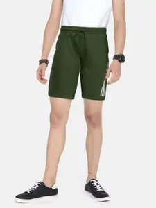 Allen Solly Junior Boys Olive Green Printed Pure Cotton Shorts