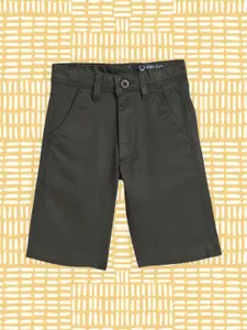 Allen Solly Junior Boys Olive Green Micro Or Ditsy Geometric Print Mid-Rise Chino Shorts