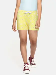 Allen Solly Junior Girls Yellow Floral Printed Shorts