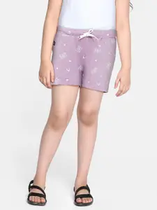 Allen Solly Junior Girls Lavender Printed Pure Cotton Shorts