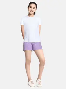 Allen Solly Junior Girls Purple Printed Pure Cotton Shorts