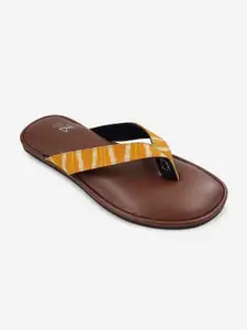 THE MADRAS TRUNK Men Brown & Yellow Leather Comfort Sandals
