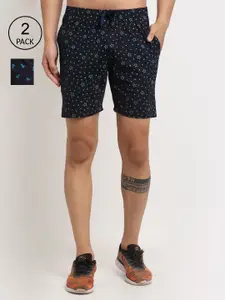 VIMAL JONNEY Men Pack of 2 Navy Blue Printed Regular Shorts