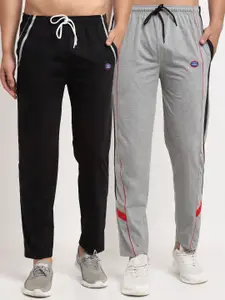 MACK JONNEY Men Pack Of 2 Black & Grey Solid Track Pants