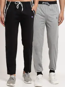 VIMAL JONNEY Men Pack Of 2 Black & Grey Solid Regular-Fit Track Pants