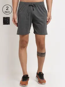VIMAL JONNEY Men Grey & Black Pack of 2 Shorts