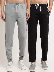 MACK JONNEY Men Grey & Black Pack Of 2 Solid Track Pants