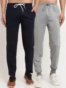 VIMAL JONNEY Men Pack Of 2 Navy Blue & Grey Solid Track Pants