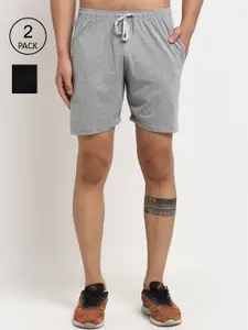 VIMAL JONNEY Men Pack of 2 Black & Grey Regular Fit  Shorts